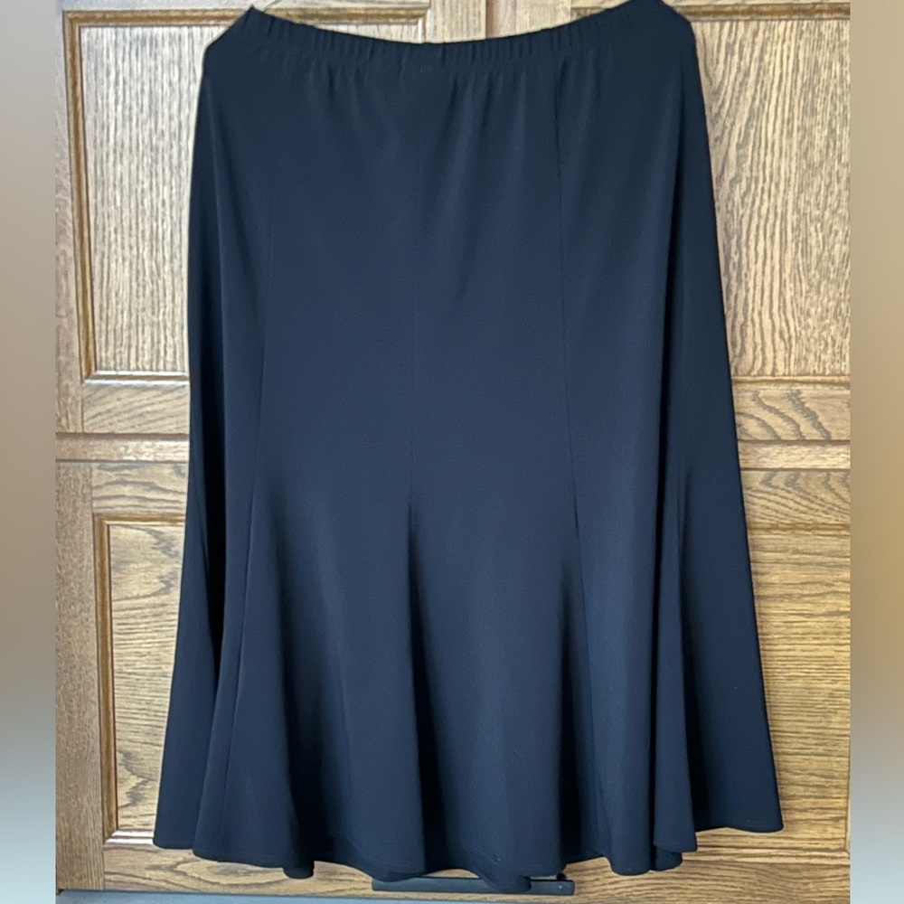 Chicos 1 SZ 8 Med Black Midi Easy Care Stretch Spandex Maxi Skirt Pull On